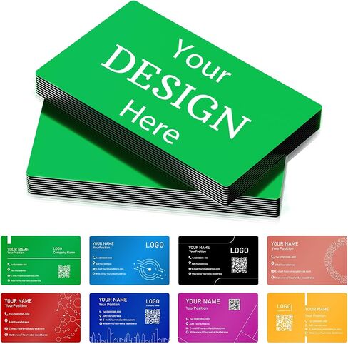 Custom Metal Business Cards 0.5mm,Double-Sided Engraved Name Logo&QR Code,9 Colors Aluminum Business Cards Personalized,Business Calling Cards for Branding, Networking,VIP Card,20-400pcs (Black) in Saudi Arabia