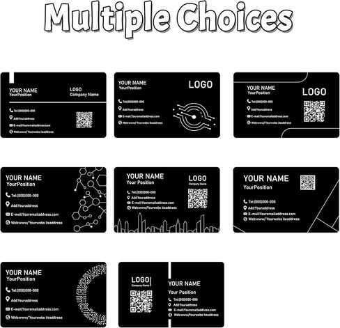 Custom Metal Business Cards 0.5mm,Double-Sided Engraved Name Logo&QR Code,9 Colors Aluminum Business Cards Personalized,Business Calling Cards for Branding, Networking,VIP Card,20-400pcs (Black) in Saudi Arabia
