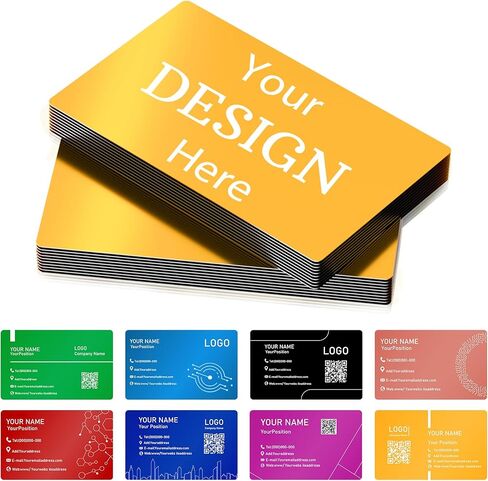 Custom Metal Business Cards 0.5mm,Double-Sided Engraved Name Logo&QR Code,9 Colors Aluminum Business Cards Personalized,Business Calling Cards for Branding, Networking,VIP Card,20-400pcs (Black) in Saudi Arabia