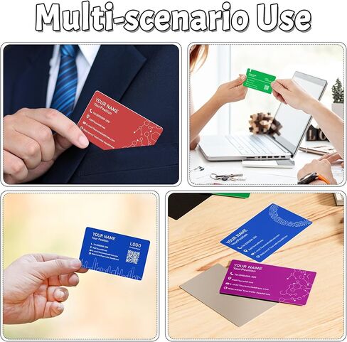 Custom Metal Business Cards 0.5mm,Double-Sided Engraved Name Logo&QR Code,9 Colors Aluminum Business Cards Personalized,Business Calling Cards for Branding, Networking,VIP Card,20-400pcs (Black) in Saudi Arabia