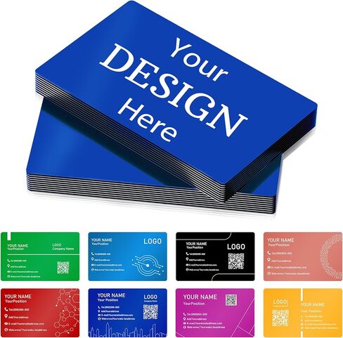 Custom Metal Business Cards 0.5mm,Double-Sided Engraved Name Logo&QR Code,9 Colors Aluminum Business Cards Personalized,Business Calling Cards for Branding, Networking,VIP Card,20-400pcs (Black) in Saudi Arabia