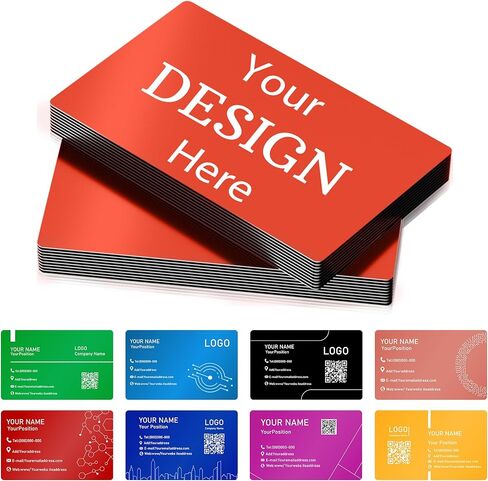 Custom Metal Business Cards 0.5mm,Double-Sided Engraved Name Logo&QR Code,9 Colors Aluminum Business Cards Personalized,Business Calling Cards for Branding, Networking,VIP Card,20-400pcs (Black) in Saudi Arabia