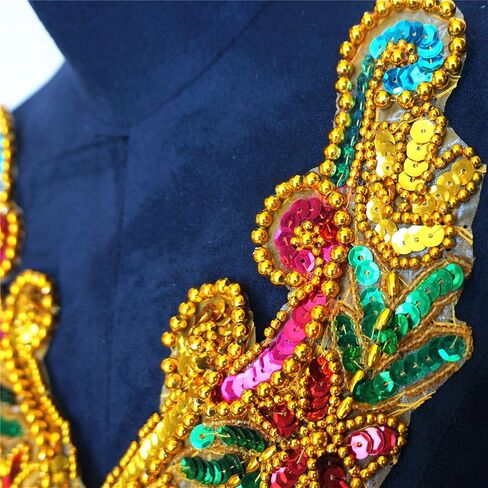 زين مطرز، DIY Crafts3D التطريز التصحيح، طوق مطرزة التطريز زين، قوس قزح الذهب الترتر الخرز النسيج طوق يزين خياطة على التصحيح in Kuwait