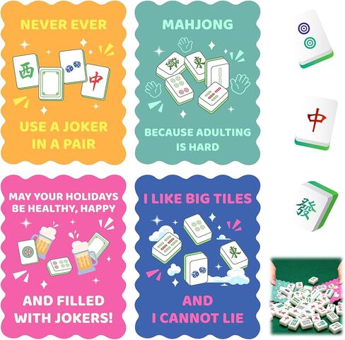 4 Pcs Color Mahjong Shuffler Cards, Mahjong Tile Mixer Shufflers for Mixing and Shuffling Tiles, Funny Sayings Mahjong Accessories Gifts for Lovers Games Family Games in Saudi Arabia
