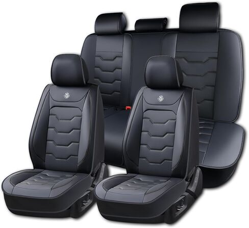 Universal Car Seat Cover, Gray Car Seat Cover, Artificial Leather, Waterproof and Easy to Clean, 360° Coverage for 5 Seats, Protects and Beautifies The Interior, Fits Most Cars in Saudi Arabia