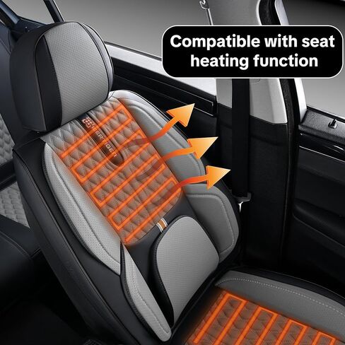 Universal Car Seat Cover, Gray Car Seat Cover, Artificial Leather, Waterproof and Easy to Clean, 360° Coverage for 5 Seats, Protects and Beautifies The Interior, Fits Most Cars in Saudi Arabia