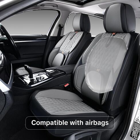 Universal Car Seat Cover, Gray Car Seat Cover, Artificial Leather, Waterproof and Easy to Clean, 360° Coverage for 5 Seats, Protects and Beautifies The Interior, Fits Most Cars in Saudi Arabia