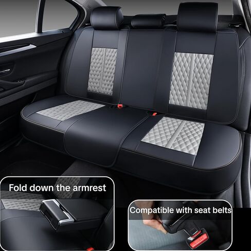Universal Car Seat Cover, Gray Car Seat Cover, Artificial Leather, Waterproof and Easy to Clean, 360° Coverage for 5 Seats, Protects and Beautifies The Interior, Fits Most Cars in Saudi Arabia