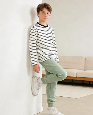 Balabala Girls Long Sleeve Shirts Boys Basic Long Sleeve Stripes Tees Shirts Toddler Long Sleeve Shirts Layering Tees in Saudi Arabia