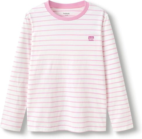 Balabala Girls Long Sleeve Shirts Boys Basic Long Sleeve Stripes Tees Shirts Toddler Long Sleeve Shirts Layering Tees in Saudi Arabia