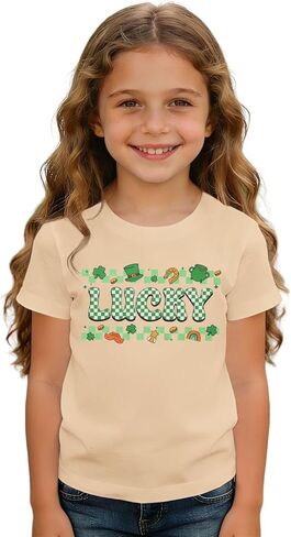 تي شيرت للأطفال الصغار من St Patricks Day للأطفال والبنات والأولاد Lucky Clover Shamrock تي شيرت ذو مربعات أيرلندية Lucky بأكمام قصيرة in Saudi Arabia