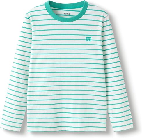 Balabala Girls Long Sleeve Shirts Boys Basic Long Sleeve Stripes Tees Shirts Toddler Long Sleeve Shirts Layering Tees in Saudi Arabia