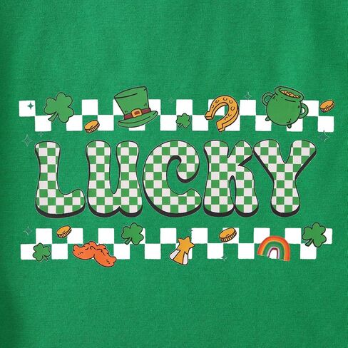 Toddler St Patricks Day Shirt Kids Girls Boys Lucky Clover Shamrock T-Shirt Checkered Irish Lucky Short Sleeve Tee Top in Saudi Arabia