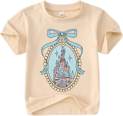 Magic Kingdom Castle Shirt for Toddler Girls Coquette Bow Graphic Cute T-Shirt Kids Holiday Vacation Summer Tee Top in Saudi Arabia
