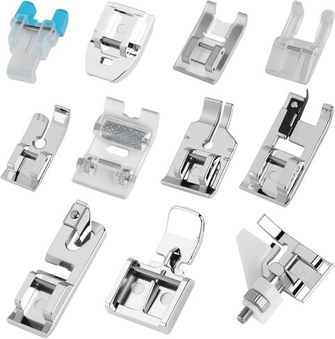 11 قطعة من أقدام الضغط لآلة الخياطة، قدم بسحاب غير مرئي لمعظم ماكينات الخياطة ذات الساق المنخفضة للمغني، الأخ، بيبي لوك، يورو برو، جانوم، كينمور، أبيض، جوكي، إلنا in Kuwait