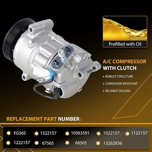 13232305 AC Compressor with Clutch Compatible with Buick Regal LaCrosse Allure 2.0L, 2.4L 2010 2011 in Saudi Arabia
