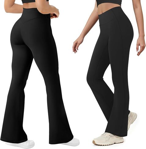 2 Pack Yoga Pants Women High Waisted Flare Leggings Bootcut Yoga Pants Set in Kuwait