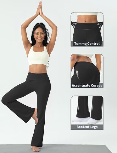2 Pack Yoga Pants Women High Waisted Flare Leggings Bootcut Yoga Pants Set in Kuwait