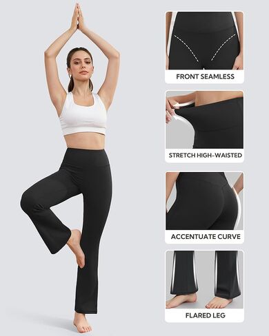 2 Pack Yoga Pants Women High Waisted Flare Leggings Bootcut Yoga Pants Set in Kuwait