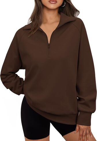 siliteelon Sweatshirt for Women Quarter Half Zip Pullover Long Sleeve Tops Casual Spring Fall Clothes in Saudi Arabia