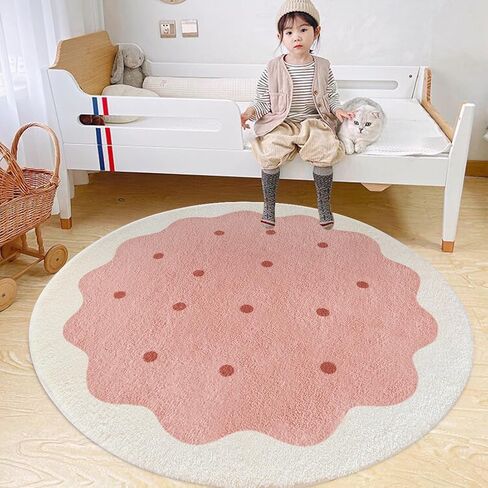 سجادة غرفة لعب الأطفال المستديرة من Poowe - سجادة حضانة بتصميم كوكي وردي لغرفة النوم - مجموعة وقت اللعب، سجادة التعلم والألعاب للفصل الدراسي، أفضل هدية استحمام للأطفال الرضع (مستدير 31.5 بوصة) in Kuwait