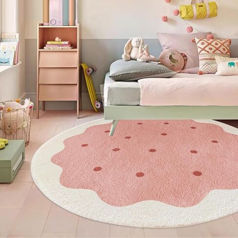 سجادة غرفة لعب الأطفال المستديرة من Poowe - سجادة حضانة بتصميم كوكي وردي لغرفة النوم - مجموعة وقت اللعب، سجادة التعلم والألعاب للفصل الدراسي، أفضل هدية استحمام للأطفال الرضع (مستدير 31.5 بوصة) in Kuwait