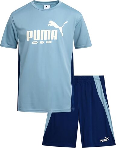 PUMA Boys Active Shorts Set - 2 Piece Dry Fit T-Shirt and Performance Gym Shorts - Activewear Clothing Set for Boys (4-16) in Kuwait