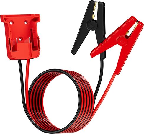 مشابك كابلات القفز لبطارية 20 فولت، كابل توصيل بطارية السيارة بسلك سيليكون 2FT 8AWG مع محول، كابل معزز للسيارات لأدوات جزازة العشب in Saudi Arabia