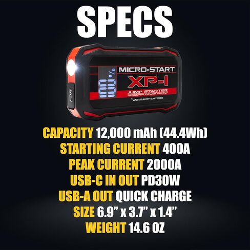 بطاريات مضادة للجاذبية: بطارية ليثيوم 400 أمبير - معزز بطارية مدمجة 12 فولت للسيارات والشاحنات، صندوق قفز محمول مع شحن سريع USB-C in Kuwait