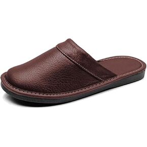 Men's Leather Closed-Toe Slippers Casual Couple Home Indoor Breathable Anti-Slip Sandals in Saudi Arabia