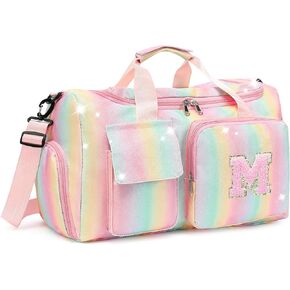 هدية عيد ميلاد للفتيات المراهقات، أشياء عصرية، حقيبة دفل للسفر للأطفال، حقيبة رياضية أولية للفتيات مع حجرة للأحذية، حقائب شخصية لعطلة نهاية الأسبوع باللون الوردي K in Kuwait