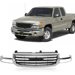 Perfit Liner Front Grille Grill Chrome Shell and Black Insert Compatible with 2003-2007 GMC 2003-2007 Sierra 1500 2500 GM1200475 19130791 in Saudi Arabia