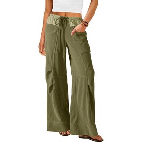 Nirovien Womens Wide Leg Sweatpants Baggy Pants High Waisted Lounge Pants Palazzo Barrel Sweatpants with Pockets in Kuwait