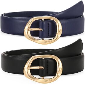 2 Pack Fashion Leather Belts - Liquid Design Waist Belts for Jeans & Dresses in Kuwait