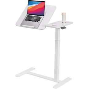 طاولة فوق السرير قابلة للإمالة وقابلة للتعديل بعجلات مخفية، مكتب كمبيوتر محمول قائم متنقل، عربة كمبيوتر محمولة تعمل بالهواء المضغوط، طاولة جانبية للسرير الطبي المتدحرج للاستخدام في المستشفى والمنزل، باللون الأبيض in Kuwait