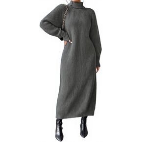 LIGHT DOT Women's Winter Maxi Sweater Dress Oversize Long Sleeve Warm Knit Pullover Chunky Bell Loose in Saudi Arabia