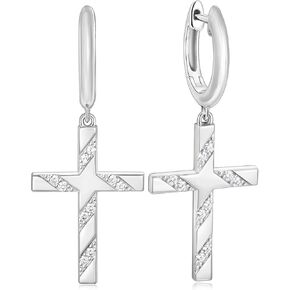 Color-D VVS1 أقراط متقاطعة مويسانيتي واضحة للنساء والرجال، أصلية من الفضة الإسترلينية عيار 925 لا تسبب الحساسية، أقراط مطلية بالذهب/الذهب الأبيض الروديوم لعيد الحب وعيد الأم in Kuwait