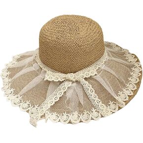 Straw Beach Hats,Beach Hat for Women,Summer Straw Sun Caps Wide Brim Beach Sun Cap Beach Sun Hats for Women/Girl in Kuwait