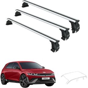 قضبان متقاطعة لحامل السقف لسيارة Hyundai Ioniq 5 (2022-2025) - تناسب نمط تثبيت السقف العاري/العادي، سعة 330 رطلاً، قضبان فتحة T من الألومنيوم، قابلة للقفل، تركيب عالي التحمل بدون مثقاب (أسود، 2qty) in Kuwait