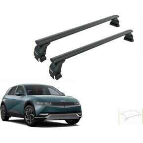 قضبان متقاطعة لحامل السقف لسيارة Hyundai Ioniq 5 (2022-2025) - تناسب نمط تثبيت السقف العاري/العادي، سعة 330 رطلاً، قضبان فتحة T من الألومنيوم، قابلة للقفل، تركيب عالي التحمل بدون مثقاب (أسود، 2qty) in Kuwait
