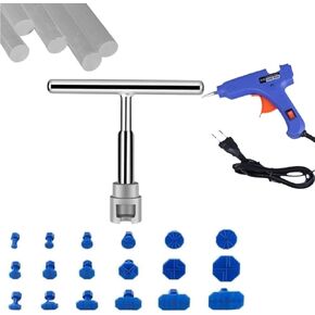 طقم إصلاح انبعاجات السيارة الاحترافي مكون من 19 قطعة - أداة سحب أكواب الشفط شديدة التحمل وأشرطة غراء مع مطرقة منزلقة لأضرار البرد، وضربات الأبواب، وإزالة انبعاجات الجسم تلقائيًا (أداة إزالة انبعاجات السيارة الصغيرة) in Kuwait