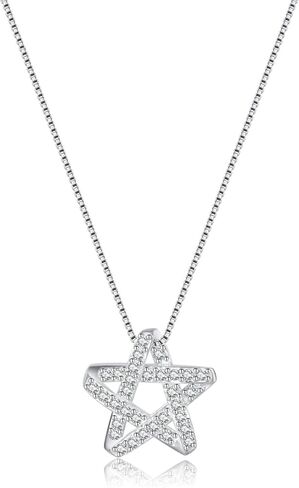Reffeer Solid 925 Sterling Silver CZ Star Necklace for Women Teen Girls Star Choker Necklace Dainty Pendant Necklace in Saudi Arabia