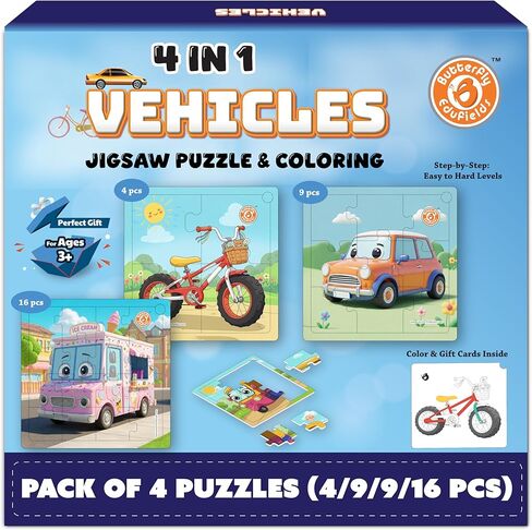 ألغاز الديناصورات الفراشة إيدوفيلدز 4 في 1 للأطفال من سن 3-5 و4-6 | ألعاب الديناصورات للأطفال 3-5 | بانوراما الألغاز للأطفال الصغار | ألعاب تعليمية وتعليمية لمرحلة ما قبل المدرسة | هدايا عيد الميلاد عيد الميلاد in Kuwait