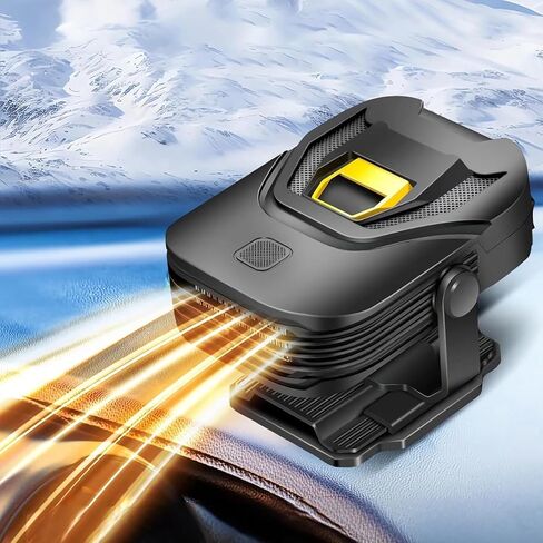سخانات السيارة 12 فولت للمركبة 2 في 1 سخان السيارة المحمول مع سخان الزجاج الأمامي لإزالة الصقيع بدوران 360 درجة والذي يتم توصيله بولاعة السجائر للشاحنات وسيارات الدفع الرباعي (أسود) in Kuwait