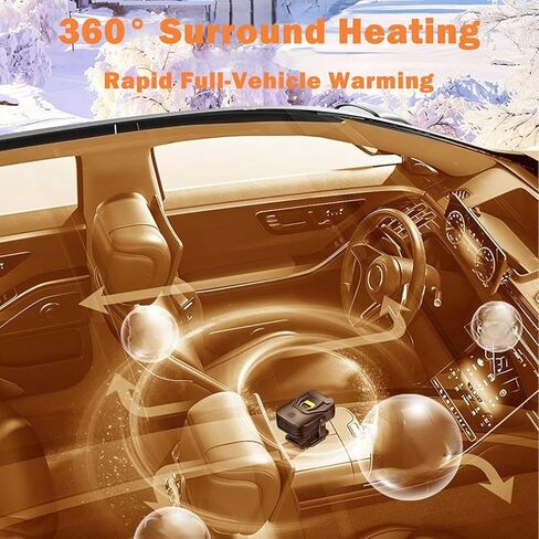 سخانات السيارة 12 فولت للمركبة 2 في 1 سخان السيارة المحمول مع سخان الزجاج الأمامي لإزالة الصقيع بدوران 360 درجة والذي يتم توصيله بولاعة السجائر للشاحنات وسيارات الدفع الرباعي (أسود) in Kuwait