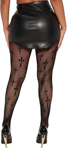 XIUSEMY Sexy Fishnet Stockings for Women Cross Patterned Tights Lace Pantyhose Plus Size in Saudi Arabia