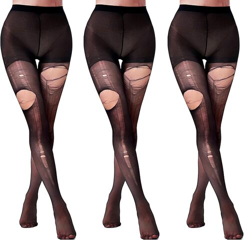 جوارب QINMIJIA ممزقة للنساء، جوارب DIY، سراويل ضيقة ممزقة، جوارب شبكية سوداء للملابس القوطية in Saudi Arabia