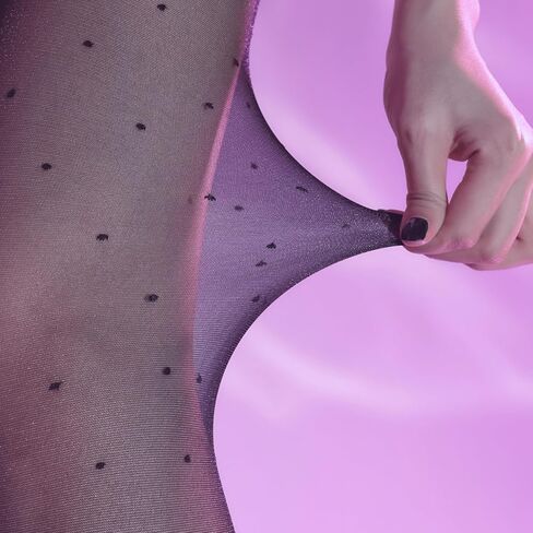 Verdancy 2-Pack Women's 15D Plus Size Sheer Pantyhose Footed Tights, Black Polka Dot & White Heart Patterns in Saudi Arabia