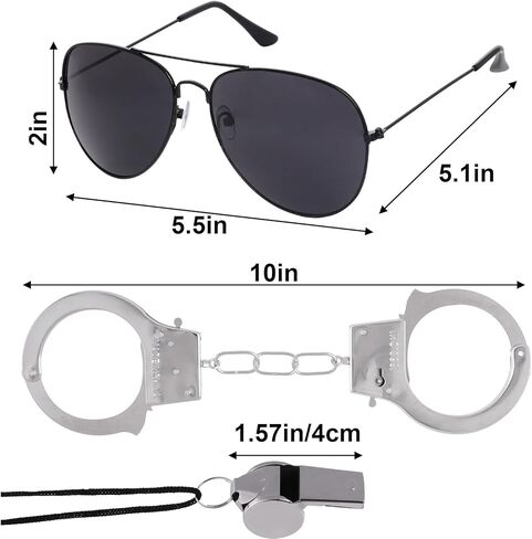 5Pcs Police Costume Accessories for Adults, Police Hat Badge Handcuffs Sunglasses Walkie Talkies Set, Cop Costume Accessories for Halloween Carnival Pretend Play in Saudi Arabia