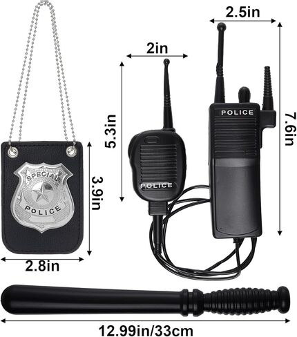 5Pcs Police Costume Accessories for Adults, Police Hat Badge Handcuffs Sunglasses Walkie Talkies Set, Cop Costume Accessories for Halloween Carnival Pretend Play in Saudi Arabia